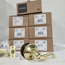 Schlage F10 Fla 605 Bright Brass Door Handle Dual Option Latch New In Box. Fixed Price $18.00.