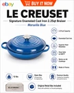 Creuset Signature Enameled Cast Iron 2.25 Qt Braiser, Marseille Blue. Fixed Price $219.00.