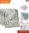 Mirror Glass Mosaic Tile, Beveled Seamless Crystal Diamond Silver Backsplash .... Fixed Price $76.99.