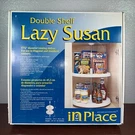 In Its Place Lazy Susan Double Shelf Kitchen Storage Organizer 17.75 Diameter. Fixed Price $60.44.