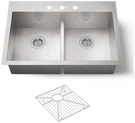 Kohler 3838-3-NA Vault 33" Smart Divide Top/under-mount Sink Slight Wear. Fixed Price $540.65.