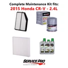 2015 Honda Cr-v 2.4L Complete Air, Oil & Cabin Filter Kit (0W-20). Fixed Price $93.95.