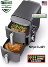 Ninja SL401 Doublestack Xl 2-BASKET Air Fryer Cooks Foods At Once 10 Qt 6-IN-1. Fixed Price $168.95.