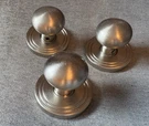 Three Baldwin Estate Knobs 5030.056 Satin Nickel W/5047 Roses. Fixed Price $210.00.