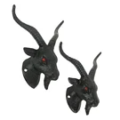 Set Of 2 Black Cast Iron Baphomet Wall Hooks Coat Towel Rack Decor. Fixed Price $45.95.