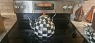 Mackenzie-childs 89236 Courtly Check Enamel Tea Kettle, Quart. Fixed Price $179.00.