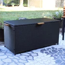 Resin Wicker Indoor/outdoor Storage Deck Box With Handles - Black By Sunnydaze. Fixed Price $235.00.