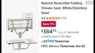 Bobrick Folding Shower Seat 360LB B-5181 New. Fixed Price $160.00.