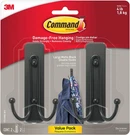 Command Large Matte Black Double Hooks, 2 Strips, Damage Free Hangin. Fixed Price $12.90.