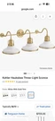 Kohler Hauksbee Three-light Wall Sconce White Gold Trim Brushed Brass Indoor. Fixed Price $395.00.