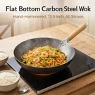 13.5" Carbon Steel Flat Bottom Wok Hand Hammered,pre-seasoned,works All Stove. Fixed Price $30.99.