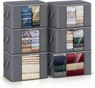 6 Pack Large Storage Bags Clothes Organizer Foldable Closet Bins W/ Handles. Fixed Price $19.99.
