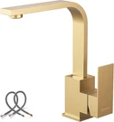 Elegant Brushed Gold Single Handle Faucet For Compact Kitchen Sinks. Fixed Price $103.99.