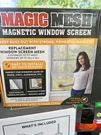 Magic Mesh Magnetic Window Screen 55" X 36" Keeps Bugs Out Brand New. Fixed Price $38.00.