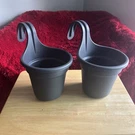 Hanging Flower Pot - 2PK Gray Bucket Balcony Garden Strong Plastic. Fixed Price $14.99.