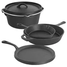 Megachef Pre-seasoned Cast Iron 5-PIECE Kitchen Cookware Set, Pots And Pans. Fixed Price $141.89.