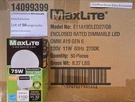 Lot 50 Single Led Light Bulbs Maxlite 11W 75W Soft White 2700K A19 Dimmable. Fixed Price $89.78.