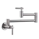 Wowow Brushed Nickel Double Handle Wall Mount Pot Filler Faucet. Fixed Price $24.99.