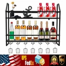 Wall Mounted Wine Rack With Glass Holder - Stylish Storage For Home & Bar. Fixed Price $45.64.