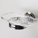 Franz Viegener Clear Soap Dish And Holder, Wall-mount, Polished Brass & Chrome. Fixed Price $34.99.