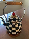 Mackenzie Childs 2 Quart Tea Kettle Courtly Check Pattern. Fixed Price $72.00.
