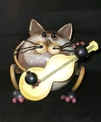 Whimsical Metal Cat Play Stringed Instrument Folk Art Bluegrass House Decor. Fixed Price $15.00.