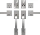 Double Front Door Handle Set With Heavy Duty Lock, Satin Nickel Finish, Suitable. Fixed Price $222.99.