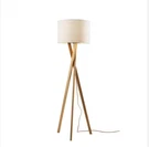 Adesso Director's Floor Lamp Natural Wood Finish Off-white Textured Linen Shade. Fixed Price $250.00.
