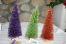 Halloween Glittered 7" Bottle Brush Trees Set 3 Purple Green Orange Mardi Gras. Fixed Price $12.98.