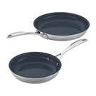 Zwilling Clad Cfx 2-PC Stainless Steel Ceramic Nonstick 8-IN & 10-IN Fry Pan Set. Fixed Price $89.95.
