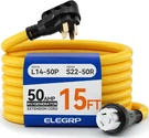 Amp Generator Rv Extension Cord 15 Ft, Prong Nema 14-50P SS2-50R Tw. Fixed Price $143.90.