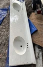 White Marble Double Sink Vanity Bathroom Countertop. Fixed Price $225.00.