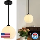 Flyrose Small Milk Glass Globe Pendant Light Fixtures Black Farmhouse. Fixed Price $113.43.