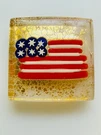 Murano Venezia Vetro Artistico Italy United States Flag Glass Paperweight Block. Fixed Price $50.00.