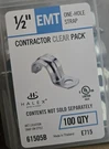 Halex, 61505B, 0.5 In., One Hole, Electrical, Metallic Tubing Strap 100 Pack New. Fixed Price $25.00.