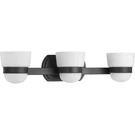 Index 3-LIGHT Matte Black Etched Opal Glass Modern Bath Vanity By Progress. Fixed Price $109.99.