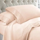 Amrapur Overseas 1MFLACEG-BLS-QN 4-PIECE Crochet Bed Sheet Set Queen Blush. Fixed Price $34.80.