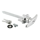 Keyed T-handle, 5/16 In. X 4-5/8 Square Shaft Diecast Construction Chrome. Fixed Price $15.99.