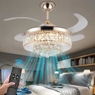 Bavnnro Crystal Ceiling Fans With LIGHT,36 Retractable Chandelier Led. Fixed Price $199.75.