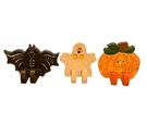 Halloween Shelf Sitters Wooden Hand-painted Ghost Pumpkin Bat Set Of 3. Fixed Price $30.00.