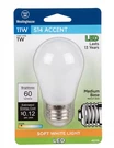 Westinghouse 45115 (1S14/LED/F/27 1CD) 1W Dimmable Bulb, Soft White. Fixed Price $10.95.