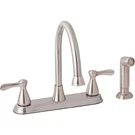 Home Impressions 2-HANDLE Traditional Lever Kitchen Faucet Side Spray, Brushed. Fixed Price $81.65.