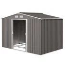 Outsunny Light Gray 9' X 6' Storage Shed Garden Tool House W/ Vents Doors. Fixed Price $341.00.