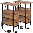 Loakekel Narrow Nightstand With Charging Station, End Tables Living Room Set .... Fixed Price $81.31.