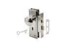 Mortise Keyed Lock Set With Satin Nickel Knob Fits 1-3/8"-1-3/4" Interior Do. Fixed Price $46.68.