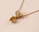Vianna Brasil Golden Glow Yellow Beryl 18K Diamond Necklace Pendant. Fixed Price $499.00.