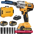 Takuoo Cordless 1/2 Inch Brushless Impact Wrench, Max Torque (1200N.M) 900FT-LBS. Fixed Price $147.99.