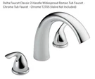 Delta Faucet Classic 2-HANDLE Widespread Roman Tub Trim Kit T2705. Fixed Price $125.00.