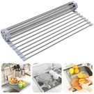 Over The Sink Dish Drying Rack, Searik Roll Up 17.7"X11.8", Gray. Fixed Price $21.41.