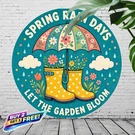 Spring Rain Yellow Umbrella Round Tin Sign 8X8 Seasonal Flower Wall Art. Fixed Price $12.99.